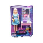 Coffret barbie star de cinema + loge de maquillage - 7 accessoires - set poupe mannequin et carte animaux ...