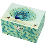 Coffret a bijoux musical le paon 15 x 8 x 10, 5 cm
