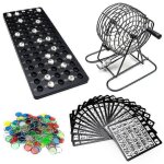 Coffret de bingo de luxe : cage a rouleaux de 15 cm, plateau magnum, 75 boules, 150 cartes de bingo et ... Coffret de bingo de luxe : cage a rouleaux de 15 cm, plateau magnum, 75 boules, 150 cartes de bingo et ...