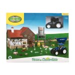 Coffret ferme 1:32 avec tracteur new holland, btiment, tour silo a grain, animaux et fermiers - imagin ...
