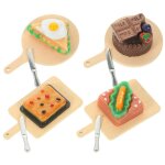 Coffret de nourriture miniature : 4 mod�les de pizzas et de sandwichs en r�sine avec plateaux pour une ...