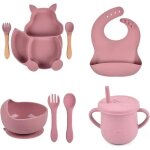 Coffret repas bebe, lot de 8 silicone assiette bb set avec ventouse bol tasse couvert enfant set de ...