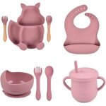 Coffret repas bebe, lot de 8 silicone assiette bb set avec ventouse sans bpa set de vaisselle pour ...