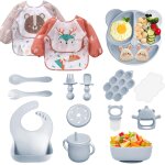 Coffret repas bebe 9 pices, vaisselle antiderapant pour bb set silicone avec ventouse assiette bol ...