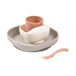 Coffret repas b�b� en silicone 4 pi�ces terracotta et gazelle