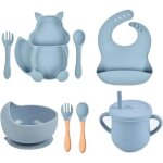 Coffret repas bb - silicone - assiette bb set - ventouse sans bpa - vaisselle pour bb enfants