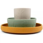 Coffret repas ventouse lalee vert / moutarde / sable