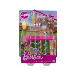 Coffret salle de jeux pour barbie : babyfoot avec 1 chien et 7 accessoires - set mobilier et 1 carte ...