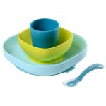 Coffret vaisselle 4 pièces en silicone blue - beaba Coffret vaisselle 4 pièces en silicone blue - beaba