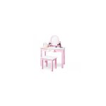 Coiffeuse pour enfants jasmin avec tabouret laqu mdf rose et laqu blanc