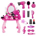 Coiffeuse de maquillage pour enfants, jouet de beaut, simulation de bureau de toilette, coiffeuse a ...