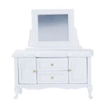 Coiffeuse miroir pour maison de poup�e 1:12, coiffeuse avec tabouret, artisanat en bois, mod�le miniature ...