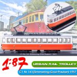 Collection urban rail trolley train c1 nr. 141 1 / 87, mod�le de train, v�hicule en alliage moul�, tour, ...