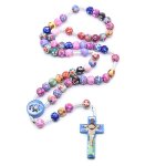 Collier chapelet pour enfants, chapelet gothique, rose, perles en argile polymère, religion, longue chaîne, ... Collier chapelet pour enfants, chapelet gothique, rose, perles en argile polymère, religion, longue chaîne, ...