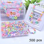 Collier de perles en acrylique fait a la main pour filles, 24 grilles / bote, mode crative, bijoux ...