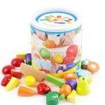 Combinaison de fruits et l�gumes en bois velcro, ensemble de jouets de coupe pour enfants, simulation ...