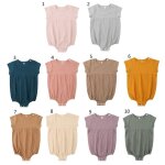 Combinaison a manches courtes pour nouveau - n�, barboteuse de couleur unie, v�tements d'�t� pour nourrissons, ...