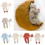 Combinaison a manches longues pour nouveau - n�, ensemble de chapeaux, barboteuse imprim�e, tenues de ...