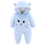 Combinaison polaire a capuche pour bb, motif oreilles et chat, boutons - pression pour un changement ...