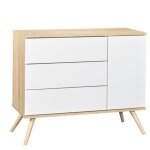 Commode 1 porte et 3 tiroirs blancs seventies