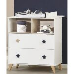 Commode 2 tiroirs 2 niches boutons etoile