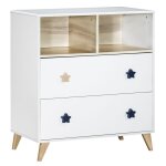 Commode 2 tiroirs 2 niches oslo poignée etoile - sauthon meubles Commode 2 tiroirs 2 niches oslo poignée etoile - sauthon meubles