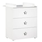 Commode bb avec dispositif a langer boutons etoile gris