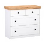 Commode chne blanc en bois massif avec 4 tiroirs sideboard 92, 3 x 82 x 41, 8 cm