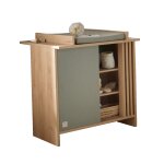 Commode a langer 1 porte colore et 3 niches avec claustra en bois dcor chne suave