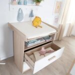 Commode a langer evolutive roba - cabane - 2 tiroirs 1 compartiment ouvert - extension a langer amovible ...
