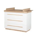 Commode a langer evolutive roba - lumo - 3 tiroirs a fermeture douce - blanc - ch�ne artisan