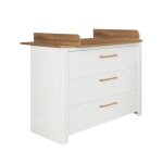 Commode a langer roba ava - 3 tiroirs - poignes en bois massif - blanc - aspect chne