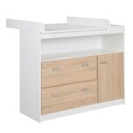 Commode a langer roba gabriella - 2 tiroirs, 1 porte, 1 compartiment ouvert - blanc et aspect bois chêne ... Commode a langer roba gabriella - 2 tiroirs, 1 porte, 1 compartiment ouvert - blanc et aspect bois chêne ...