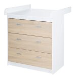Commode a langer roba gabriella - 3 tiroirs - bicolore - marque roba - aspect bois de chne - blanc