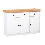 Commode de salon en bois blanc avec tiroirs 122, 5 x 82 x 42 cm