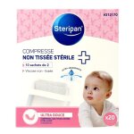 Compresse non tiss�e st�rile - steripan - ultra - douce b�b� - 10 sachets de 2 compresses - ultra absorbante ...