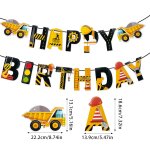 Construction joyeux anniversaire bannire tracteur camion ingnierie vhicule modle guirlande bb garon ...