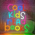 Cool kids read books enseigne au n�on pour chambre d'enfant d�coration de salle de classe livre de lecture ...