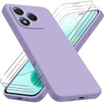 Coque silicone liquide souple violette pour honor 400 lite 5g + 3 films ecran en verre tremp - protection ...