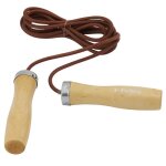 Corde a sauter - hms - sk07 - poign�es en bois - corde en cuir - 270 cm de long