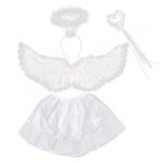 Costume d'ange quatre pi�ces, accessoires de cosplay, jeu de f�te, ailes blanches et bandeaux, accessoires ...