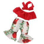 Costume de danse rtro pour poupe amricaine de 18 pouces, hauts tubulaires rouges et pantalon evas ...