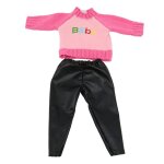 Costume el�gant 2 pi�ces pour poup�e am�ricaine my life, 18 pouces, pull en tricot, pantalon en pu, look ...