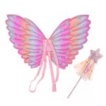 Costume de fte pour filles, ailes d'ange rose / baguette ferique papillon, accessoires pour farces ...