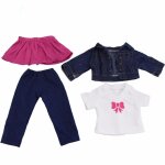 Costume en jean pour poupe 18 pouces, 4 pices, chemise, hauts, tenues, veste, pantalon, robe, jupe, ...