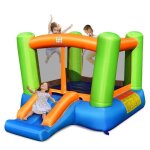 Costway aire de jeux gonflable avec trampoline, grand trampoline et toboggan pour enfants tissu oxford ...