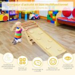 Costway arhce d'escalade 4en1, toboggan, rampe rversible&rglable pour grimper et glisser, arhce a bascule ...