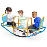 Costway balanoire a bascule 2 - 3 enfants trbuchet en mtal tape - cul jardin avec poignes 3 - 8 ans ...