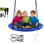 Costway balan�oire nid d?oiseau rond 100 cm enfants pour arbre ext�rieur - cordes de suspension r�glables ...