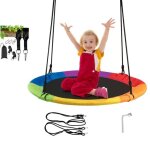 Costway balanoire nid d?oiseau rond 100 cm enfants pour arbre extrieur - cordes de suspension rglables ...